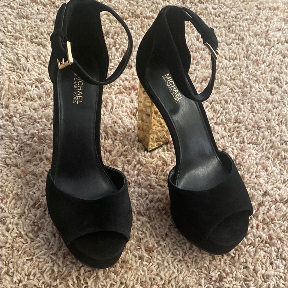 Michael Michael Kors Petra Suede Platform Sandals Sz 7.5 - Picture 2 of 5